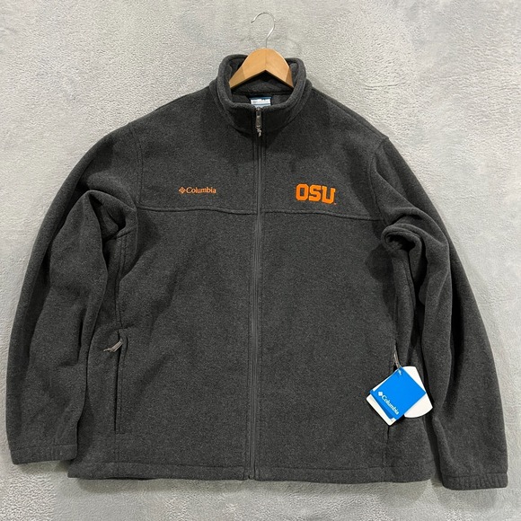 Columbia Oregon State Beavers Jacket Mens XL Fleece Full Zip OSU Gray‎
